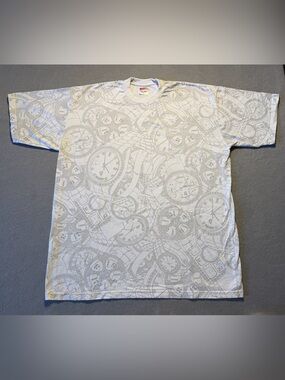 New York Heavyweight 4XL White Watch Print T-Shirt NWOT Hip Hop Urban Tee